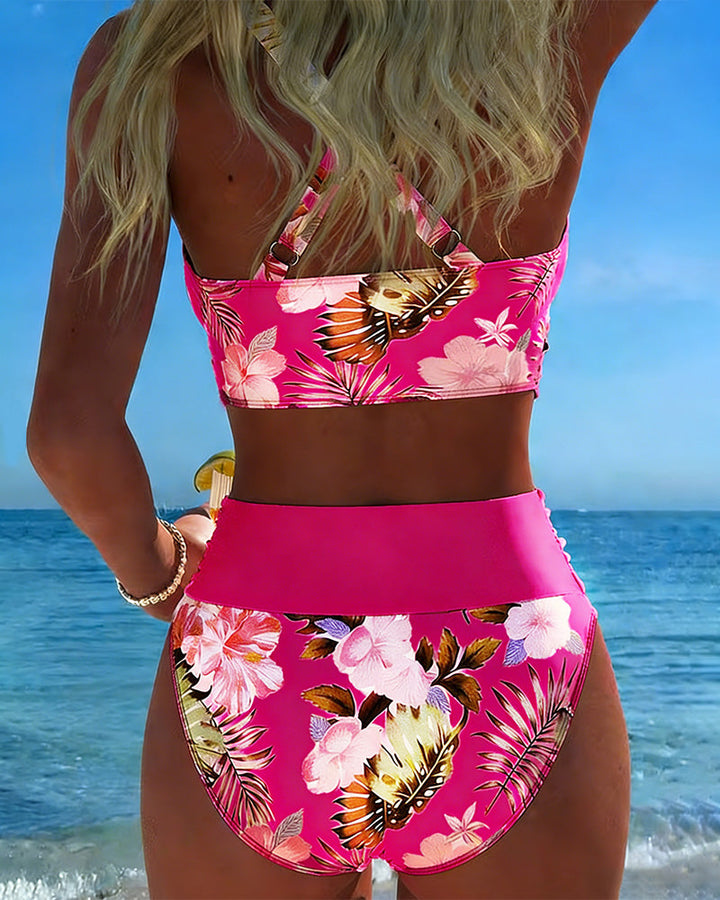 Jolina | Bikini à Fleurs Contrasté