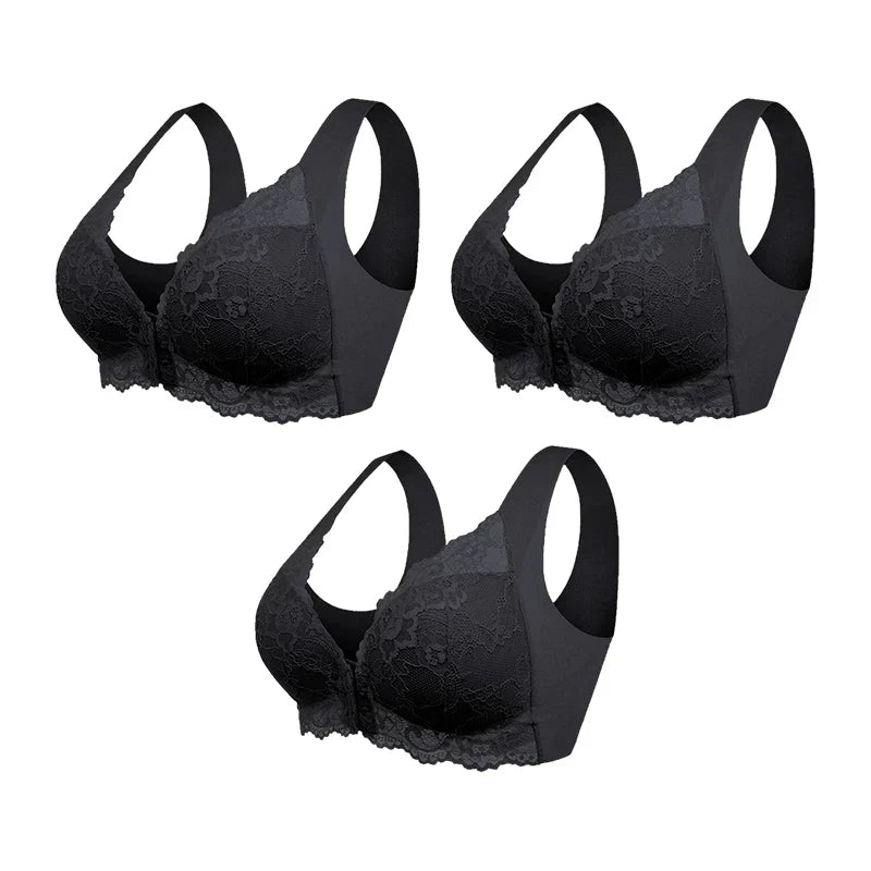Cira - Soutien-gorge sans fil avec fermeture frontale (paquet de 3)
