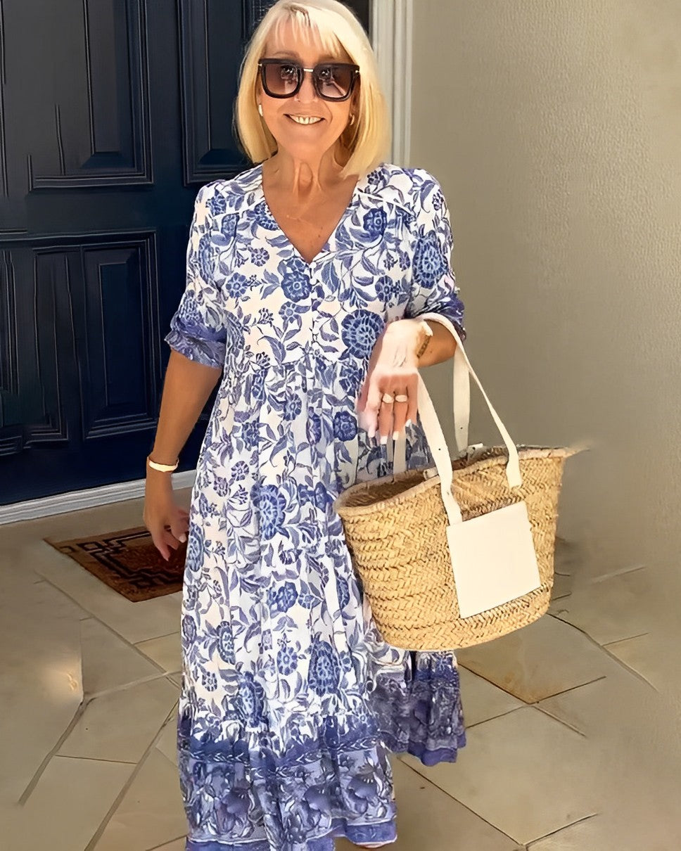 Ellie | Robe Florale V-Cols Élégante