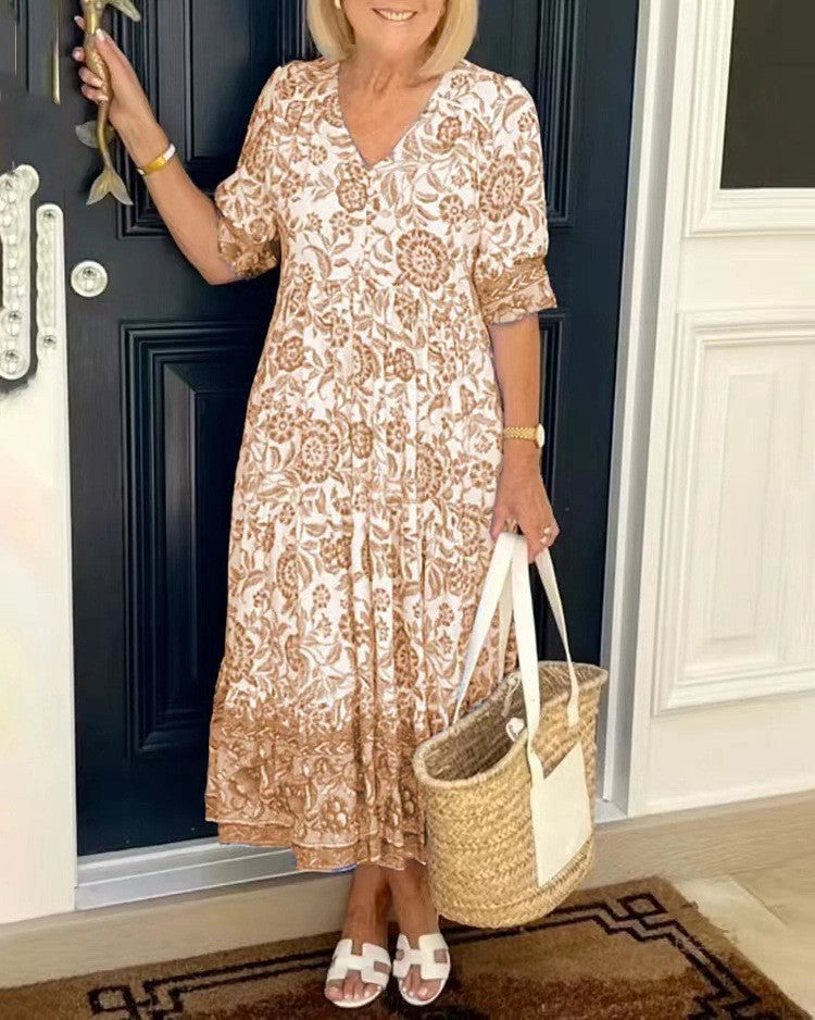 Ellie | Robe Florale V-Cols Élégante