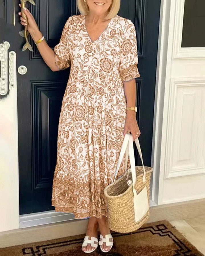 Ellie | Robe Florale V-Cols Élégante
