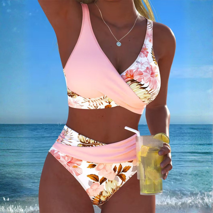 Jolina | Bikini à Fleurs Contrasté