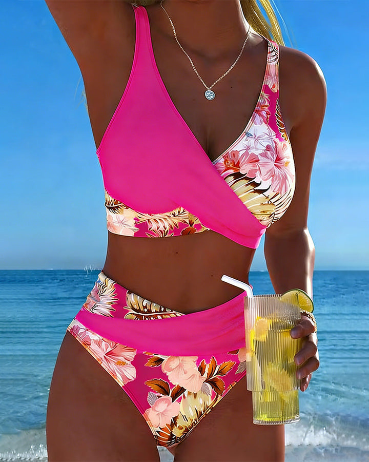 Jolina | Bikini à Fleurs Contrasté