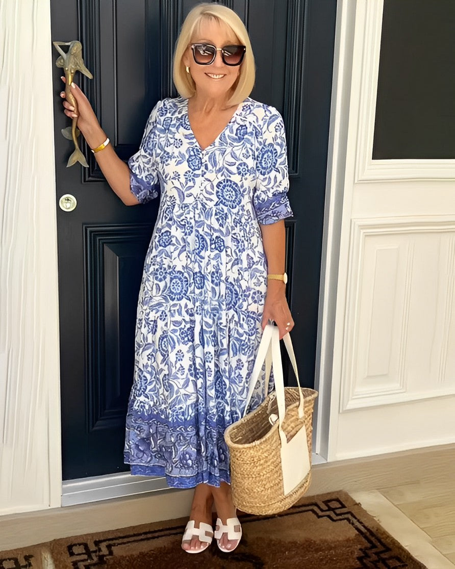 Ellie | Robe Florale V-Cols Élégante
