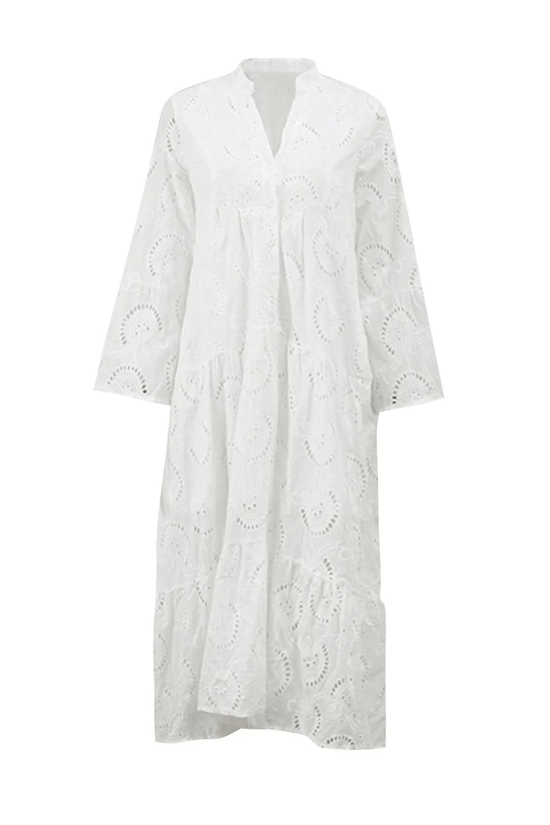 Noa - Robe en coton avec manches brodées et col en V