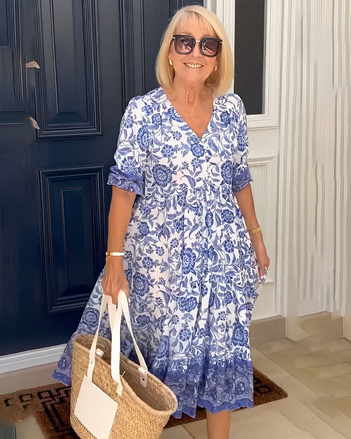 Ellie | Robe Florale V-Cols Élégante