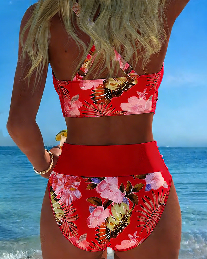 Jolina | Bikini à Fleurs Contrasté