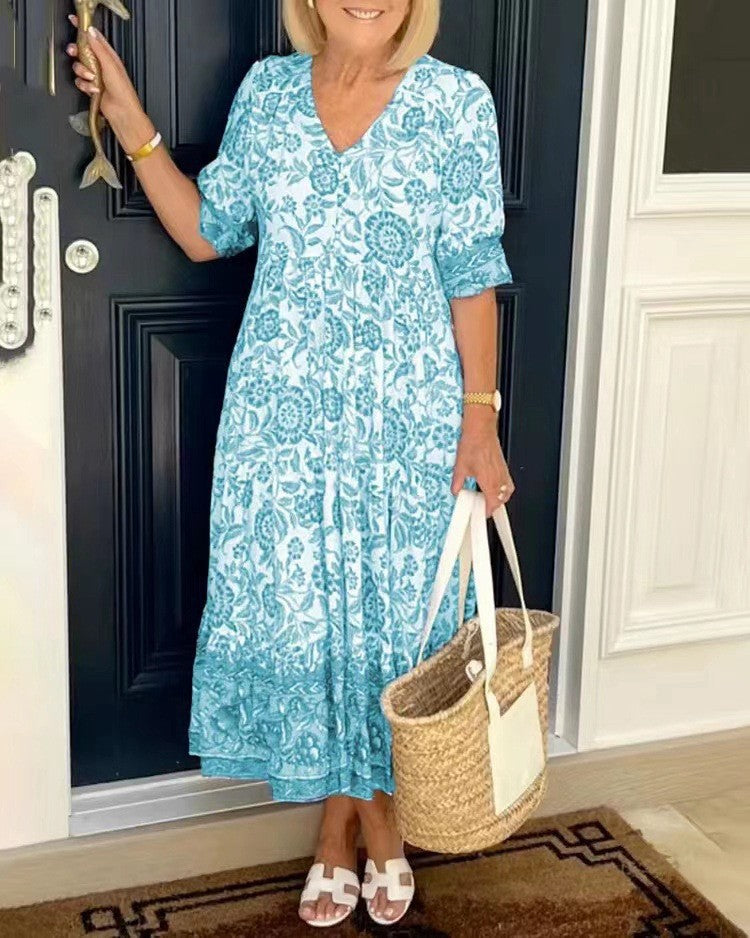 Ellie | Robe Florale V-Cols Élégante