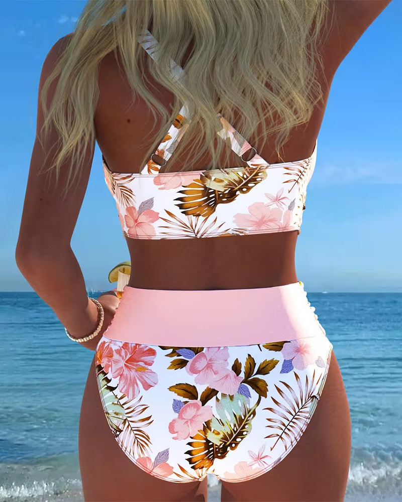 Jolina | Bikini à Fleurs Contrasté
