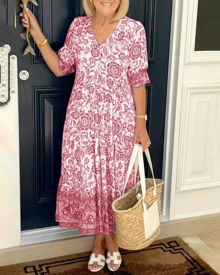 Ellie | Robe Florale V-Cols Élégante