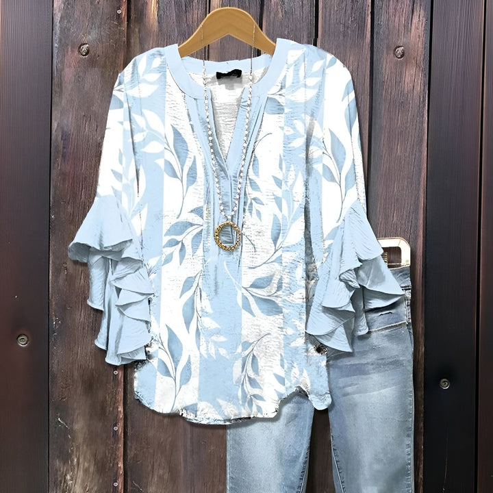 Elyara - Blouse décontractée avec motif de feuilles