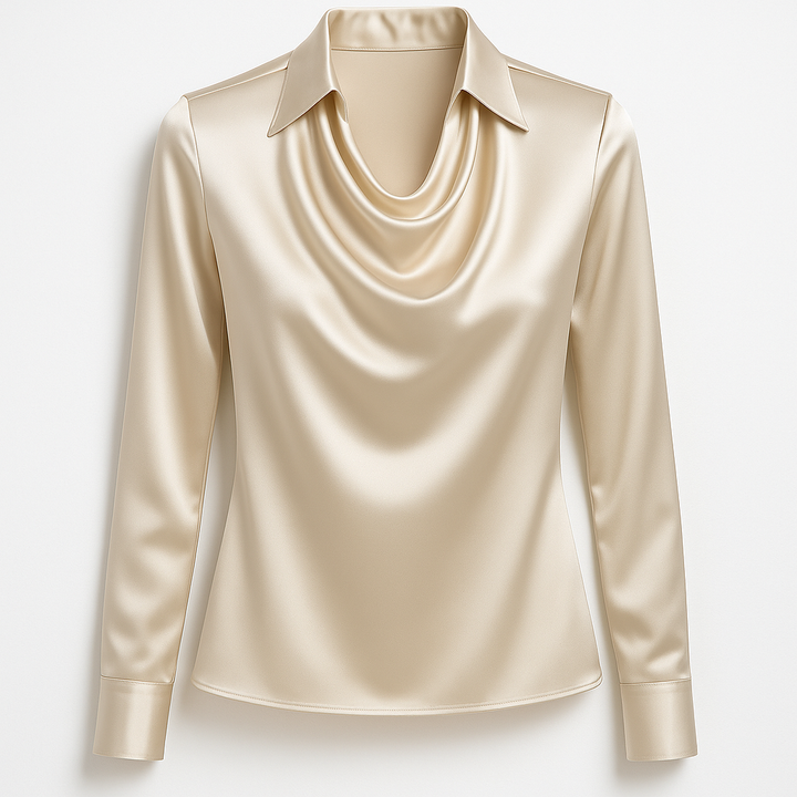Laureline - Blouse Brillante avec Col Plissé – Chic & Intemporelle
