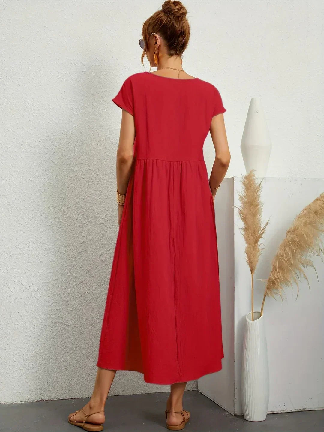 Quessara - Robe Midi Décontractée Coupe Fluide