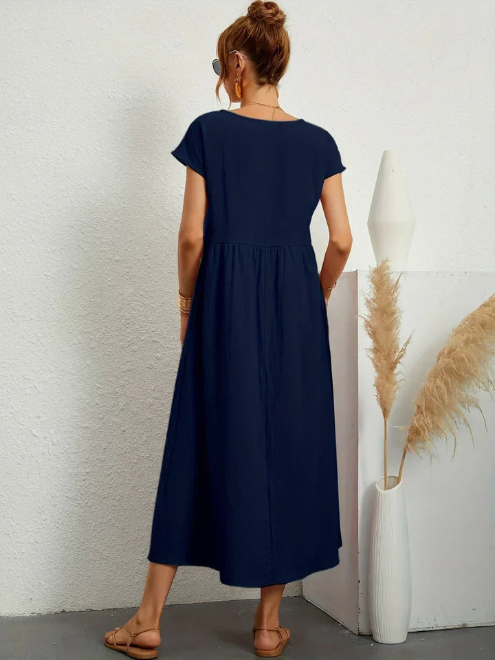 Quessara - Robe Midi Décontractée Coupe Fluide