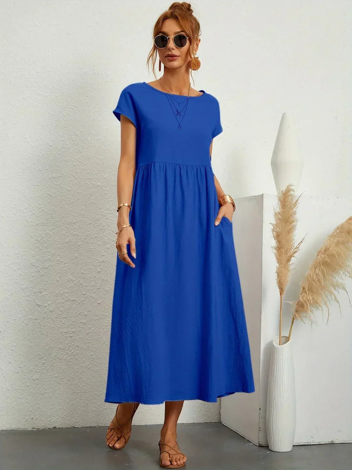 Quessara - Robe Midi Décontractée Coupe Fluide
