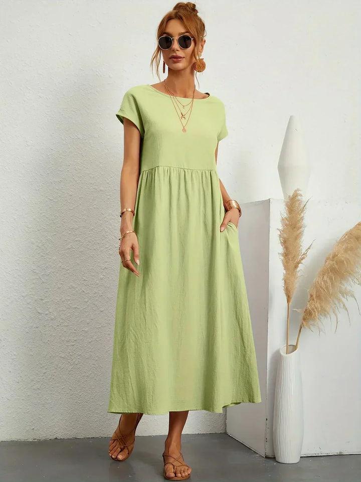 Quessara - Robe Midi Décontractée Coupe Fluide