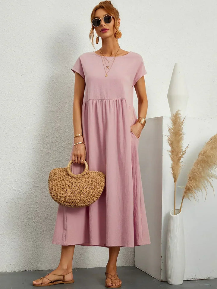 Quessara - Robe Midi Décontractée Coupe Fluide