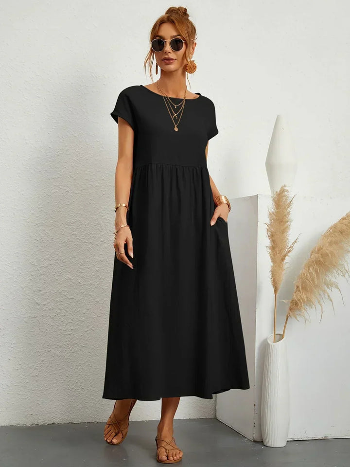 Quessara - Robe Midi Décontractée Coupe Fluide