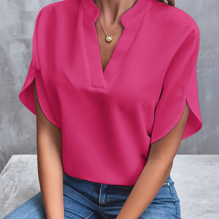 Kiana - Blouse Unicolore avec Col en V
