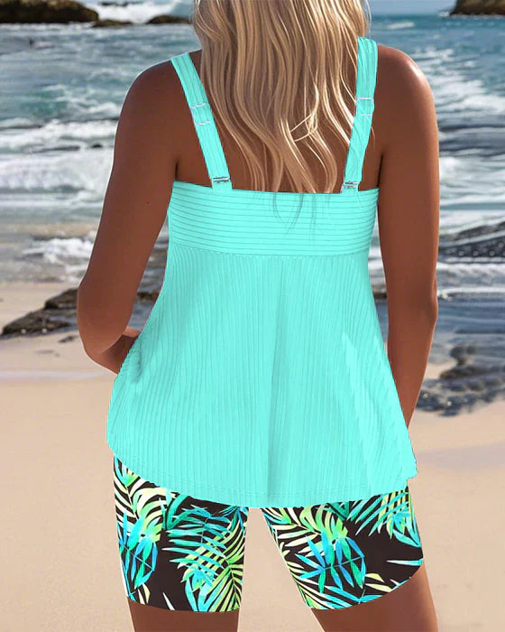 Daphne | Short de Tankini à Côtes Lumineuses