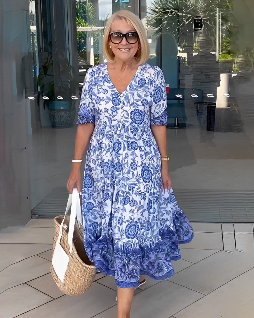 Ellie | Robe Florale V-Cols Élégante