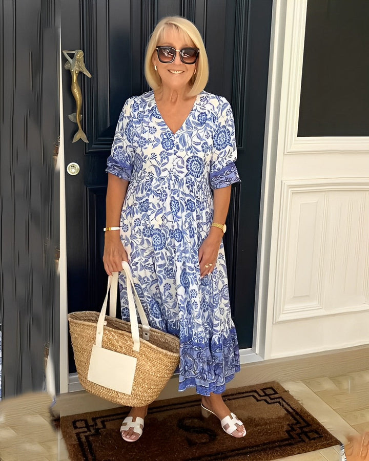 Ellie | Robe Florale V-Cols Élégante