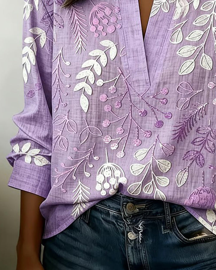 Pelyxa - Blouse femme florale coton coupe régulière élégante été