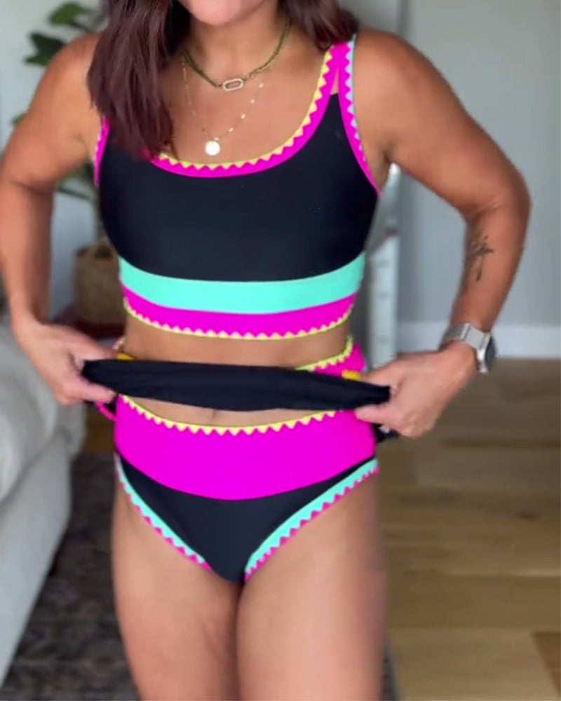Myra | Maillot de bain élégant en trois pièces avec bloc de couleur