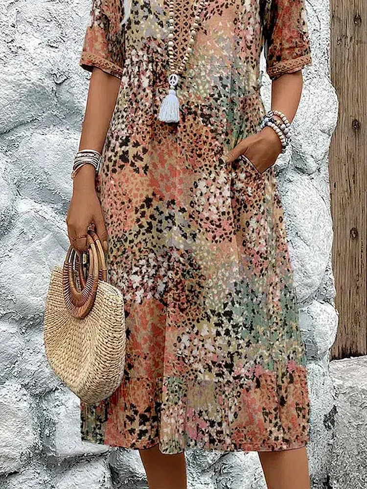 Susan | Robe Midi Vibrante Avec Couverture Élégante Du Ventre