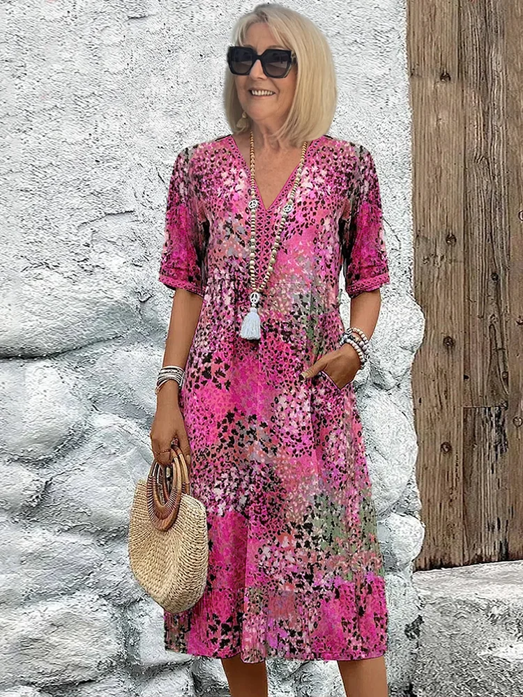 Susan | Robe Midi Vibrante Avec Couverture Élégante Du Ventre