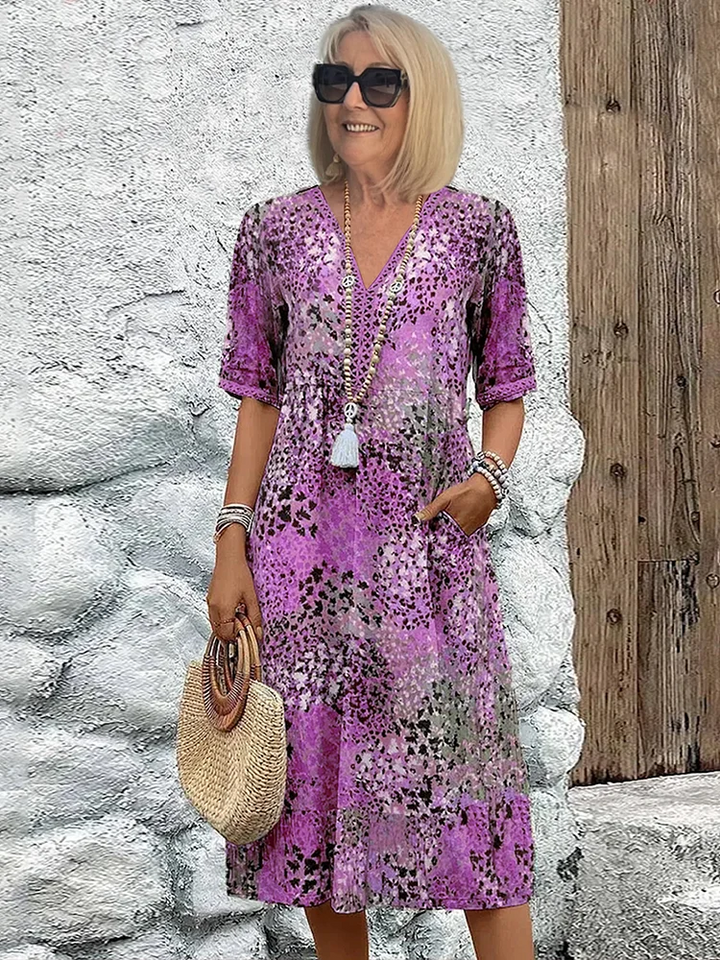 Susan | Robe Midi Vibrante Avec Couverture Élégante Du Ventre