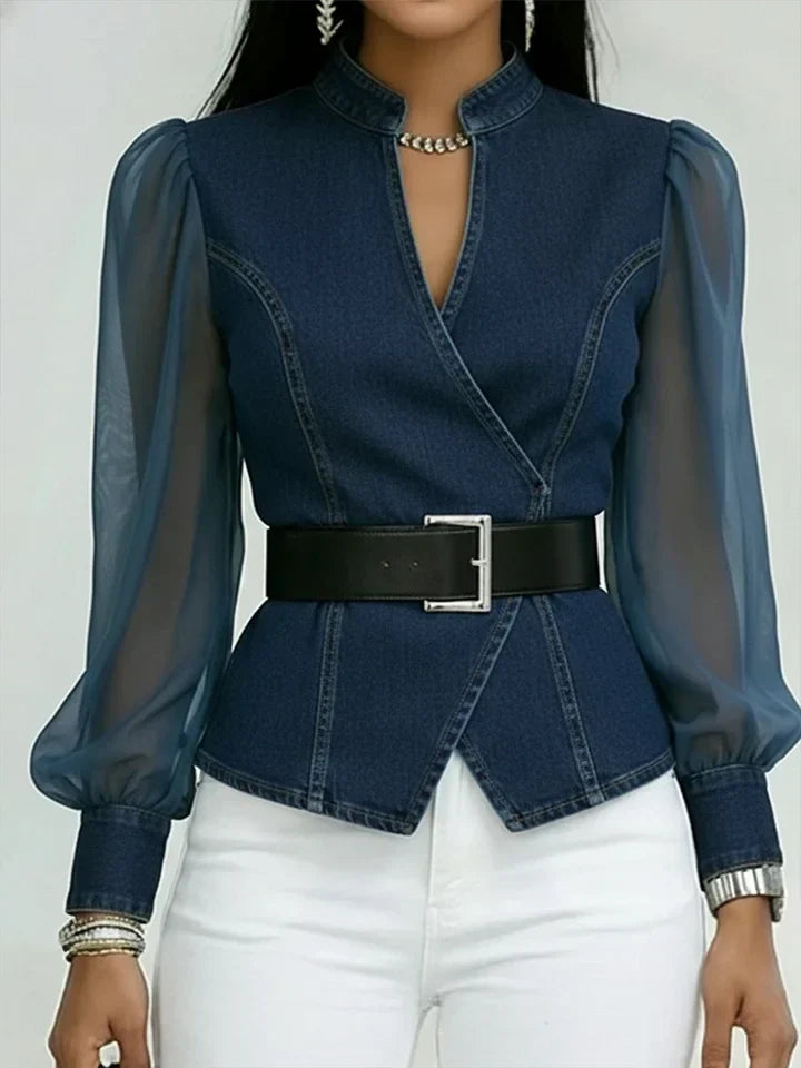 Quinellea - Chemisier Structuré en Denim Élégant