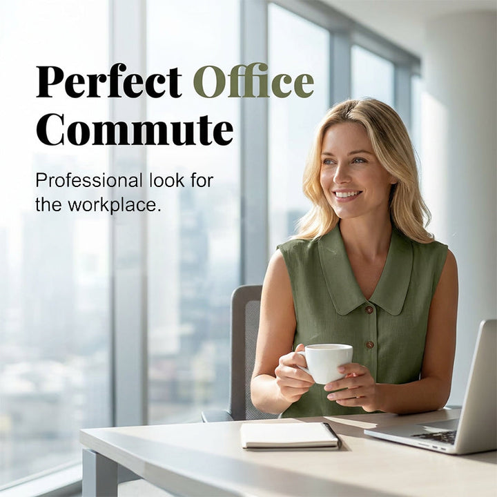 Dovirelle - Chemisier femme sans manches à col en V et boutons élégants