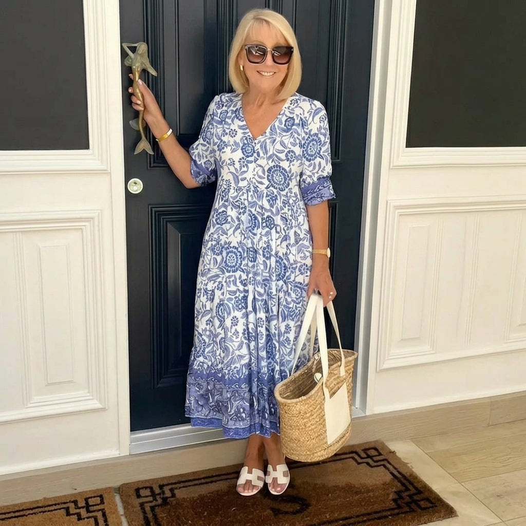 Ellie | Robe Florale V-Cols Élégante