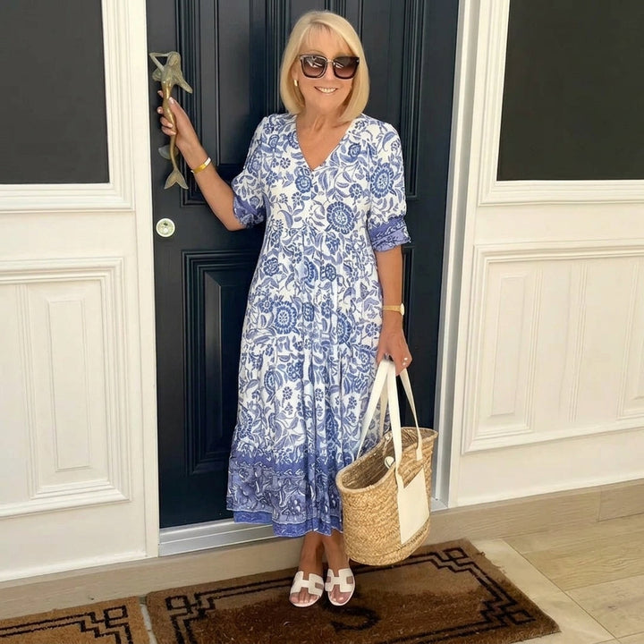 Ellie | Robe Florale V-Cols Élégante