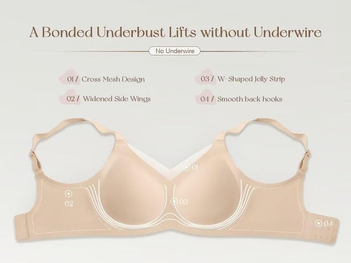 Kaelina - Soutien-gorge en mesh sans fil à col V croisé pour femmes