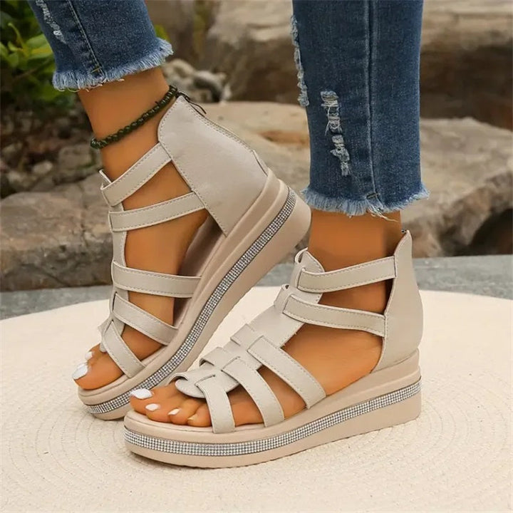 Amira - Sandales à Talon Wedge en Strass