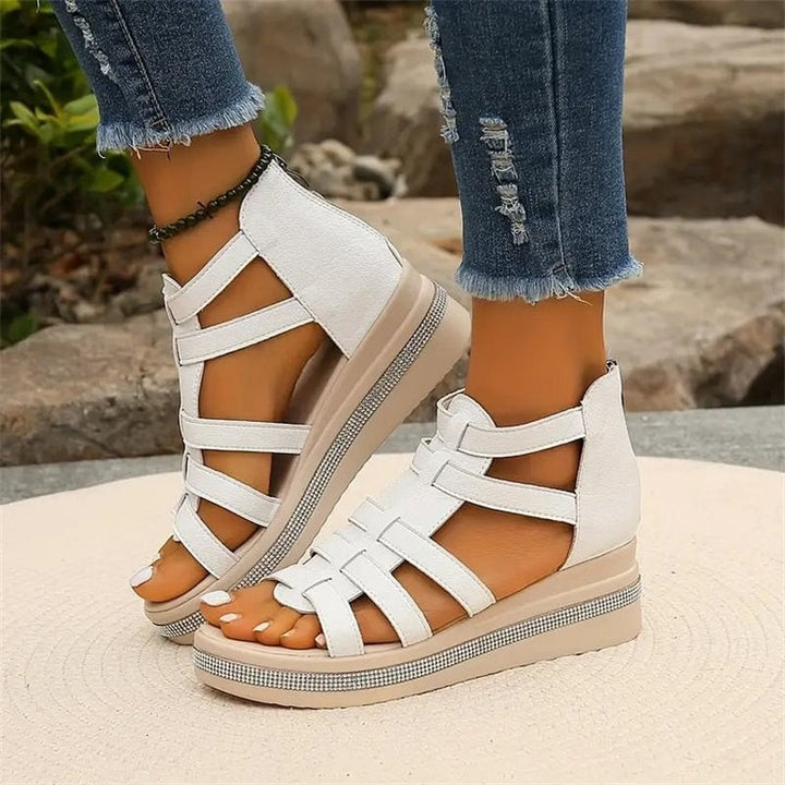 Amira - Sandales à Talon Wedge en Strass