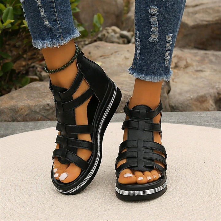 Amira - Sandales à Talon Wedge en Strass