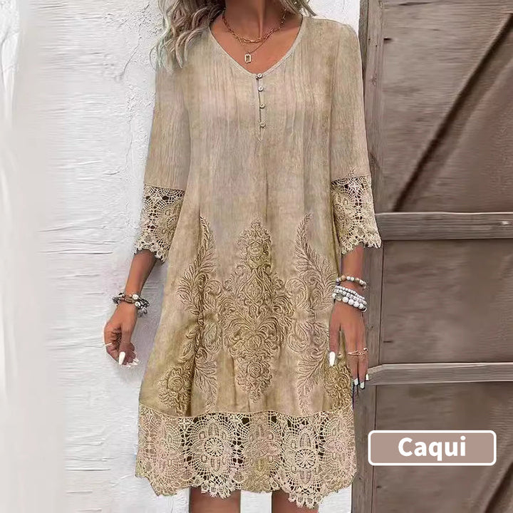 Maia - Robe élégante en dentelle à demi-manches et décolleté en V pour femmes