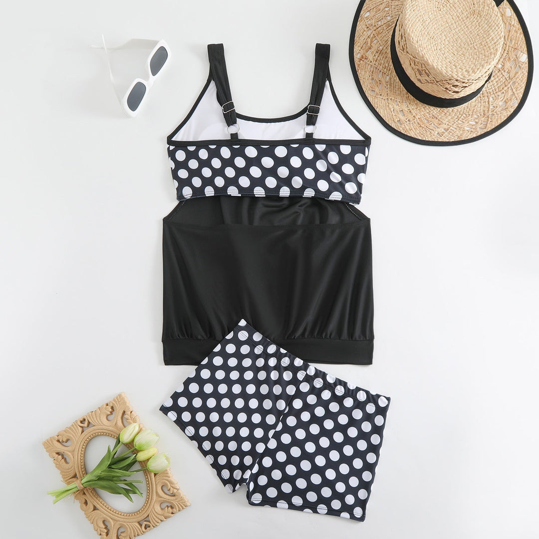 Hesoria - Maillot de bain femme deux pièces pois taille haute été plage
